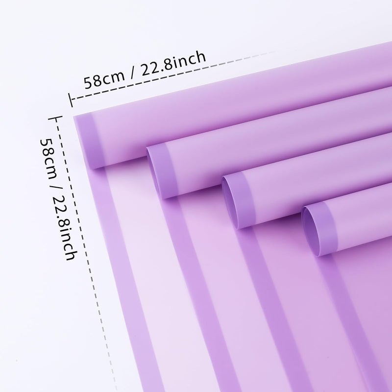 FUHITIM 20 Sheets Flower Wrapping Paper - Waterproof Floral Bouquet Packaging Paper for DIY Crafts，Florist Supplies Packaging Paper for Wedding Birthday Gift (Translucent Lilac Purple) - Image 2